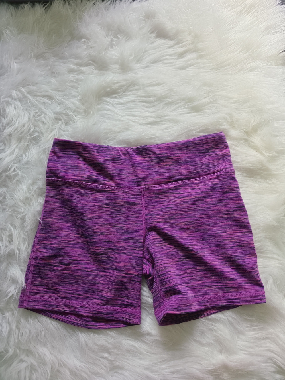 Women’s Purple Space-Dye Bike Shorts — High-Waist Active Fit
